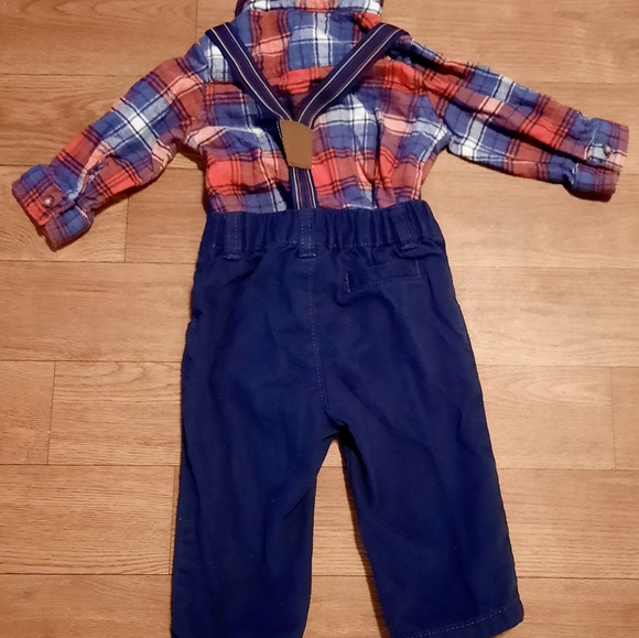 SOLD Carter's Piece Set,Flannel Shirt/Suspender Pants - Picture 2 of 8